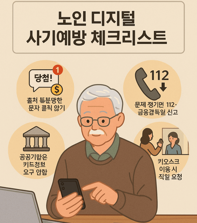 노년층을 위한 사기 예방 체크리스트 ‘키오스크, 스마트폰, 디지털문해력, 금융교육’ 배우기