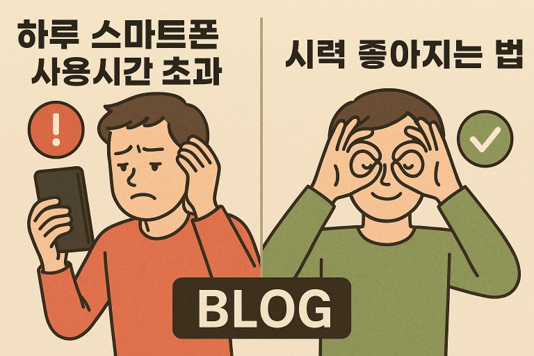 하루 스마트폰 사용시간 초과와 시력 좋아지는법