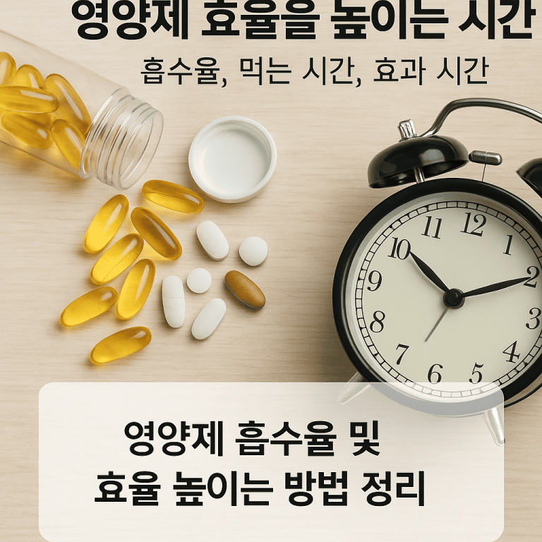 영양제 효율을 높이는 시간 ‘흡수율, 먹는 시간, 효과 시간’