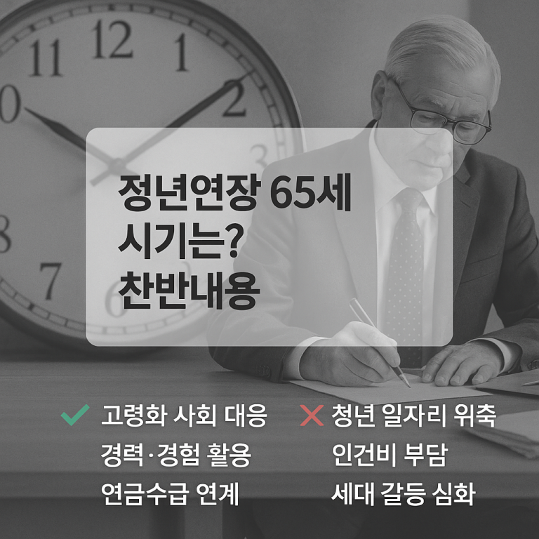 정년연장 65세 기준은? 연장 시기는? 연장시 문제점과 찬반 내용