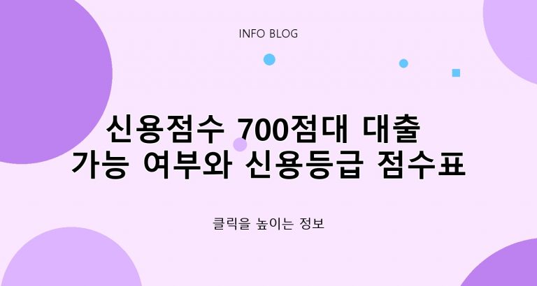 ​신용점수 700점대 대출 가능 여부와 신용등급 점수표 구간 확인 ​
