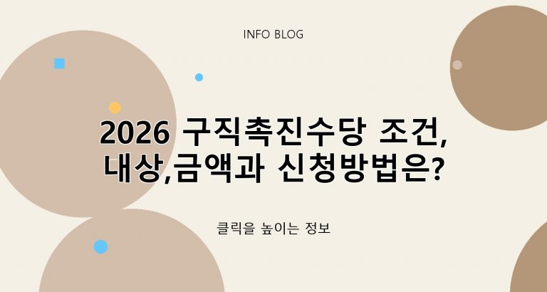 2026 구직촉진수당 조건,대상,금액과 신청방법은?