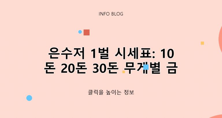 ​은수저 1벌 시세표: 10돈 20돈 30돈 무게별 금은방 매입 가격
