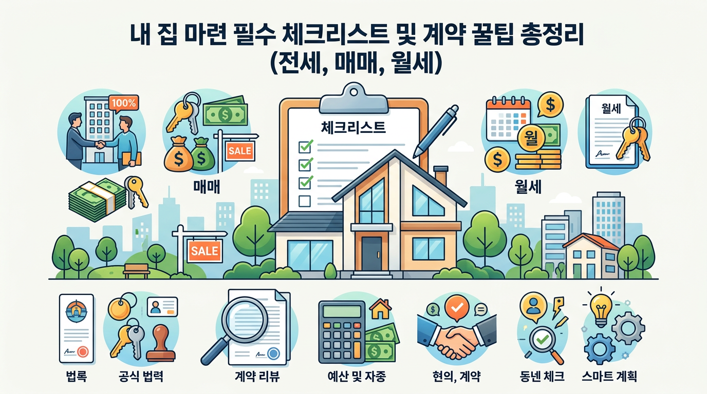 내 집 마련 필수 체크리스트 및 계약 꿀팁 총정리 (전세, 매매, 월세)