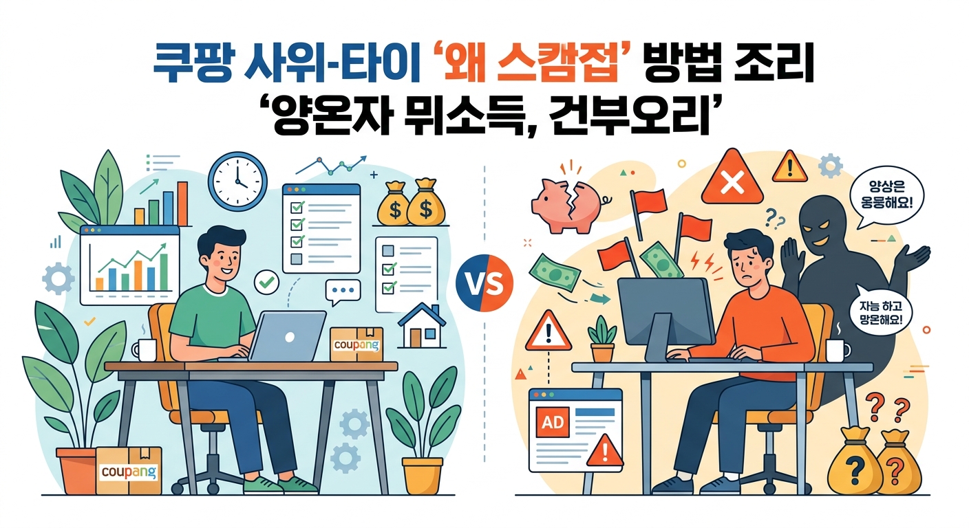 쿠팡 손부업 알바 '사기인 이유' 수법 정리 '직장인부수입, 재택근무'
